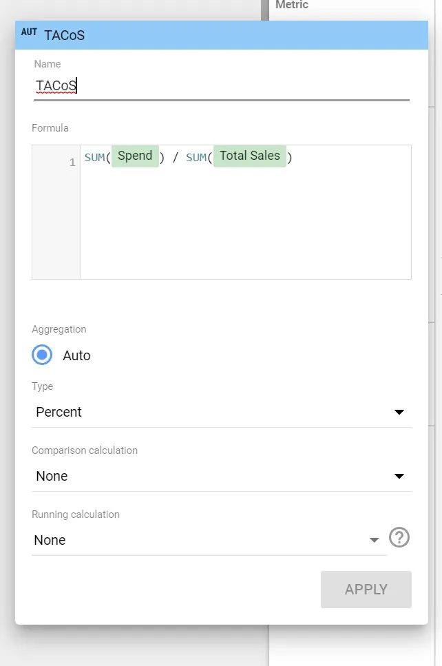 Example of a calculated field in use