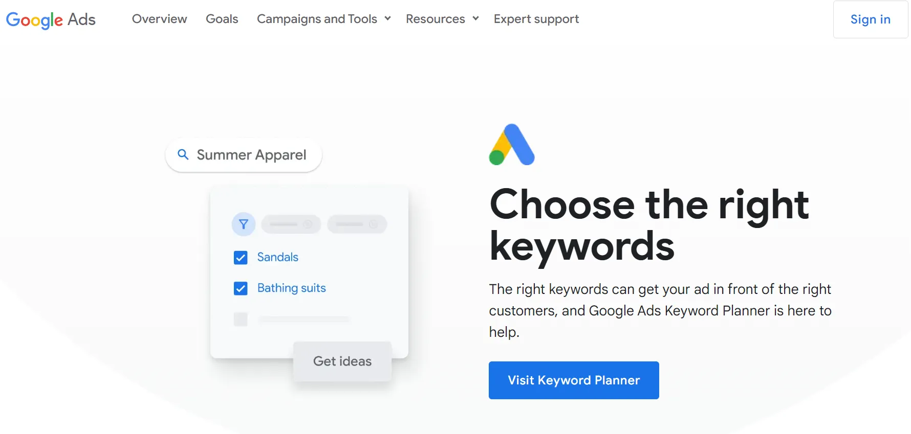 The landing page of Google Ads Keyword planner that has a huge database for keyword data to plan Amazon keyword strategy.